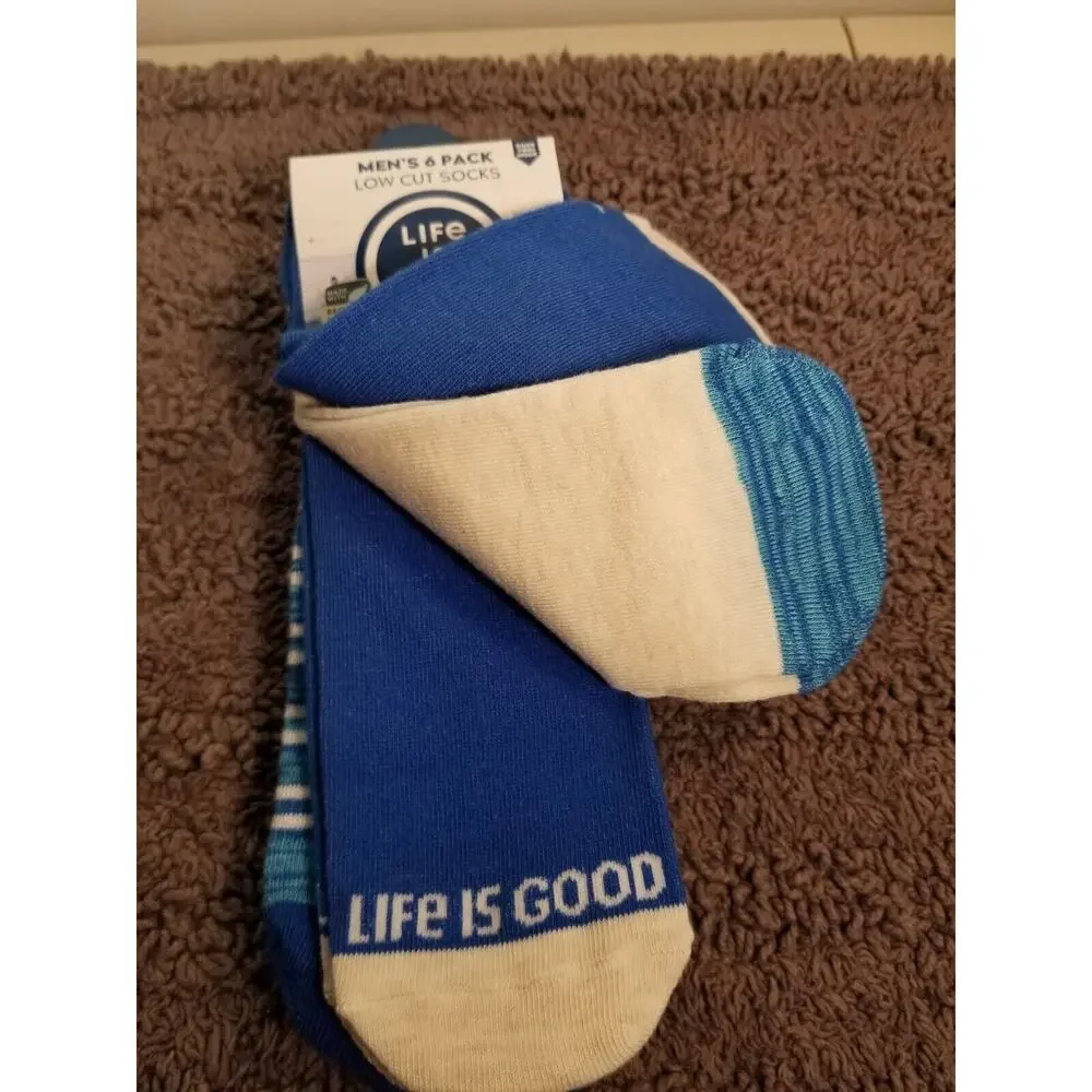 Life is Good Mens‎ 6 Pack Low Cut Socks (Gator) Multi Colors Sz 6-12.5